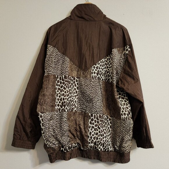 Vtg Windbreaker Maggie Barnes Animal Print Patches Women 1 X Athleisure Y2K - Picture 10 of 15